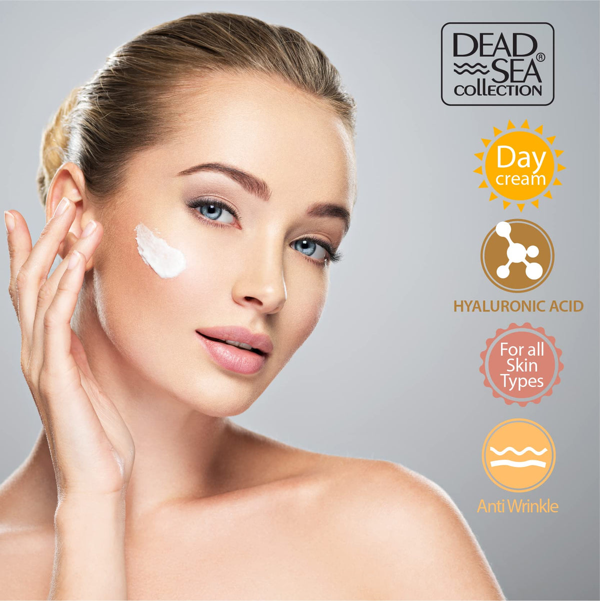 Texture swirl of Dead Sea Collection Day Cream showing creamy, quick-absorbing formula.