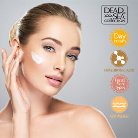 Texture swirl of Dead Sea Collection Day Cream showing creamy, quick-absorbing formula.