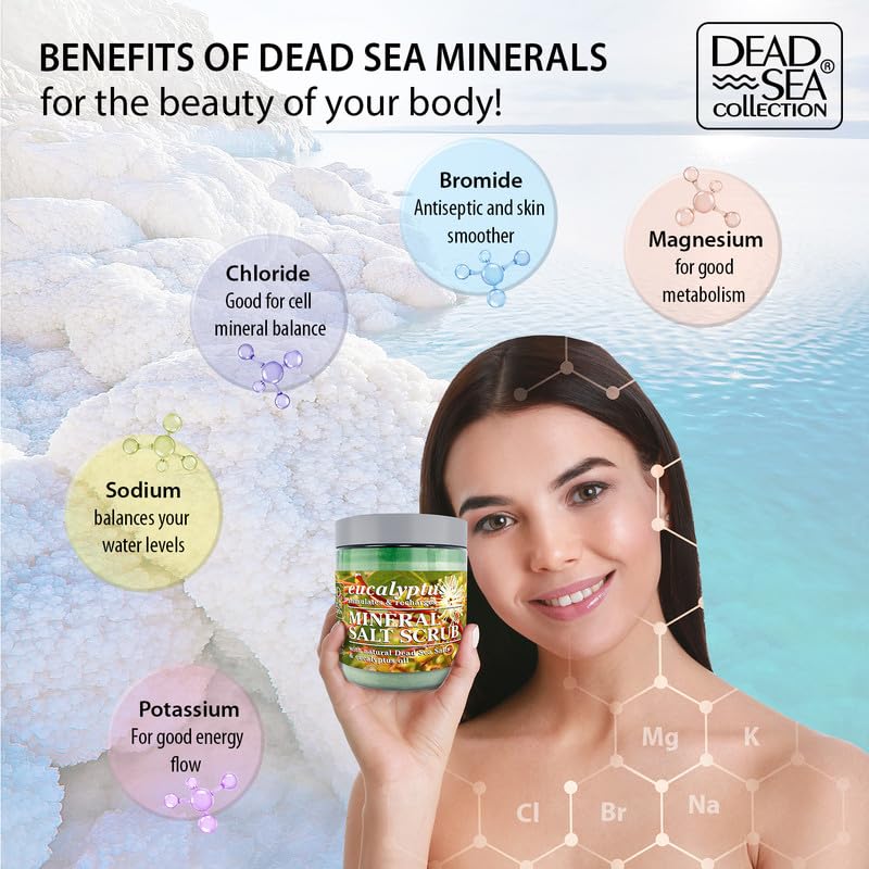 Dead Sea Collection Eucalyptus Salt Scrub during massage on skin.