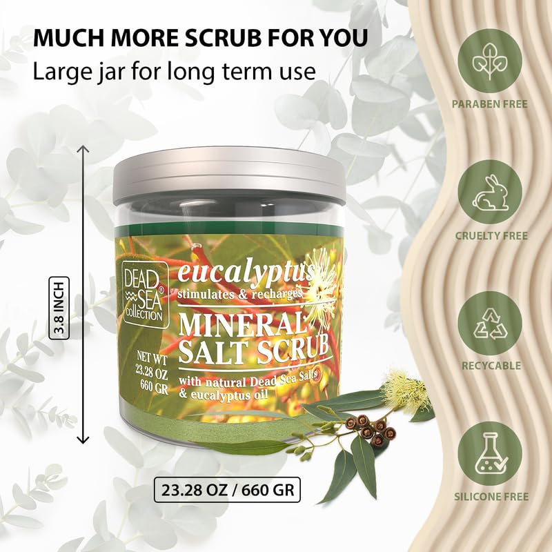 Dead Sea Collection Eucalyptus Salt Scrub minerals visible in the mix.