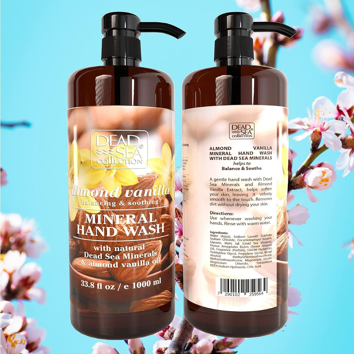 Packaging box of Dead Sea Collection almond vanilla hand soap
