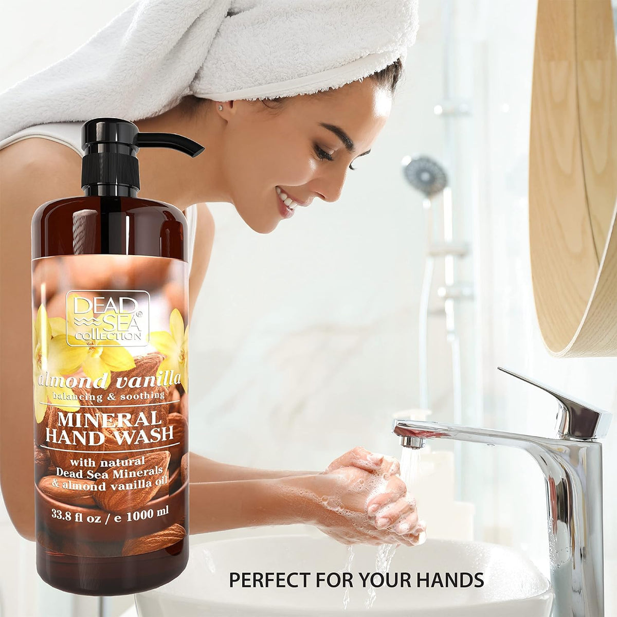 Two Dead Sea Collection almond vanilla bottles in box for value and convenience