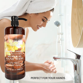 Two Dead Sea Collection almond vanilla bottles in box for value and convenience