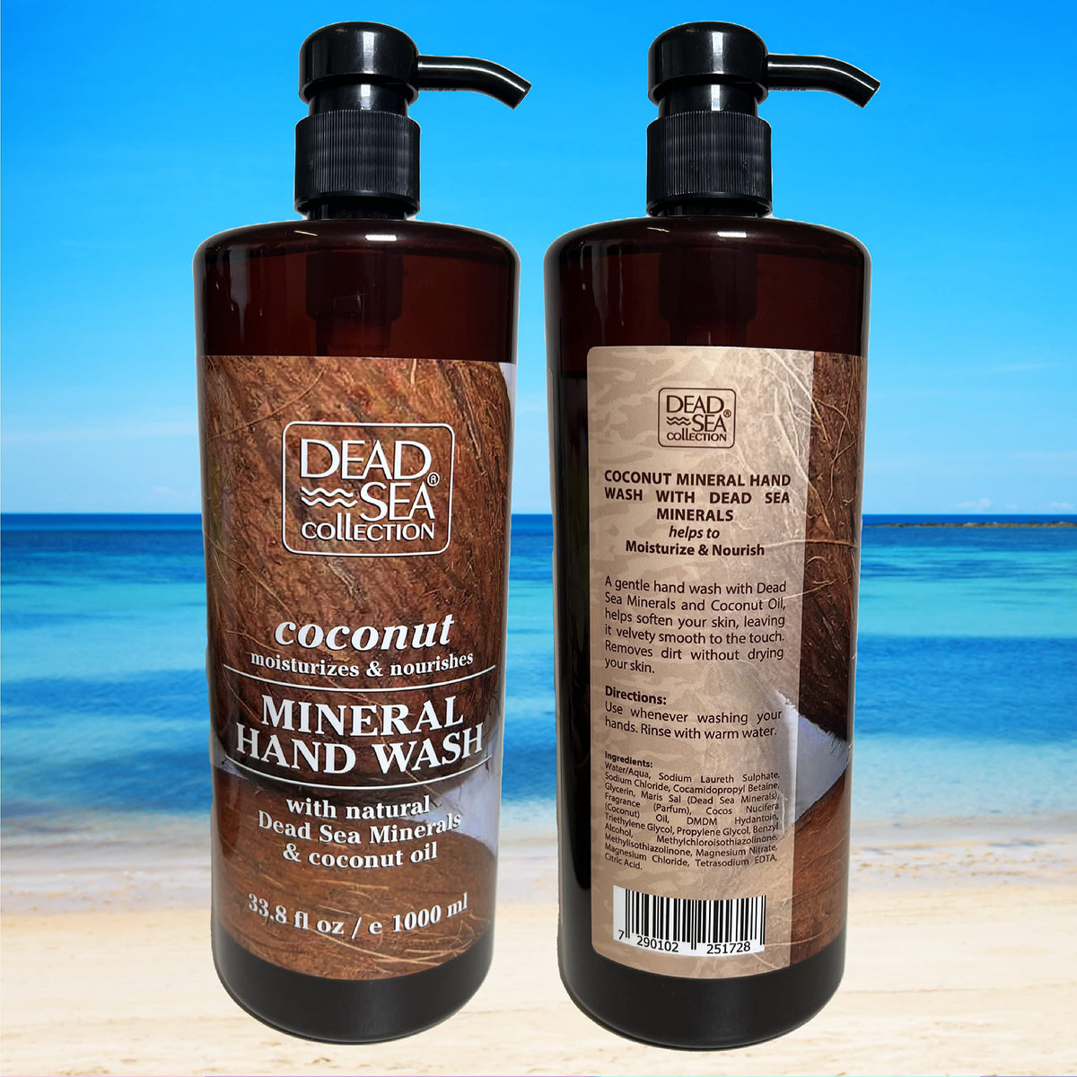 Dead Sea Collection hand soap with coconut scent boosting refreshing bathroom ambience.