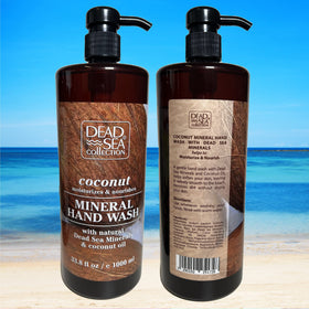 Dead Sea Collection hand soap with coconut scent boosting refreshing bathroom ambience.