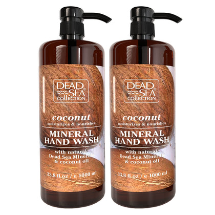 Dead Sea Collection coconut hand soap pack two bottles for gentle cleansing and lasting moisture.