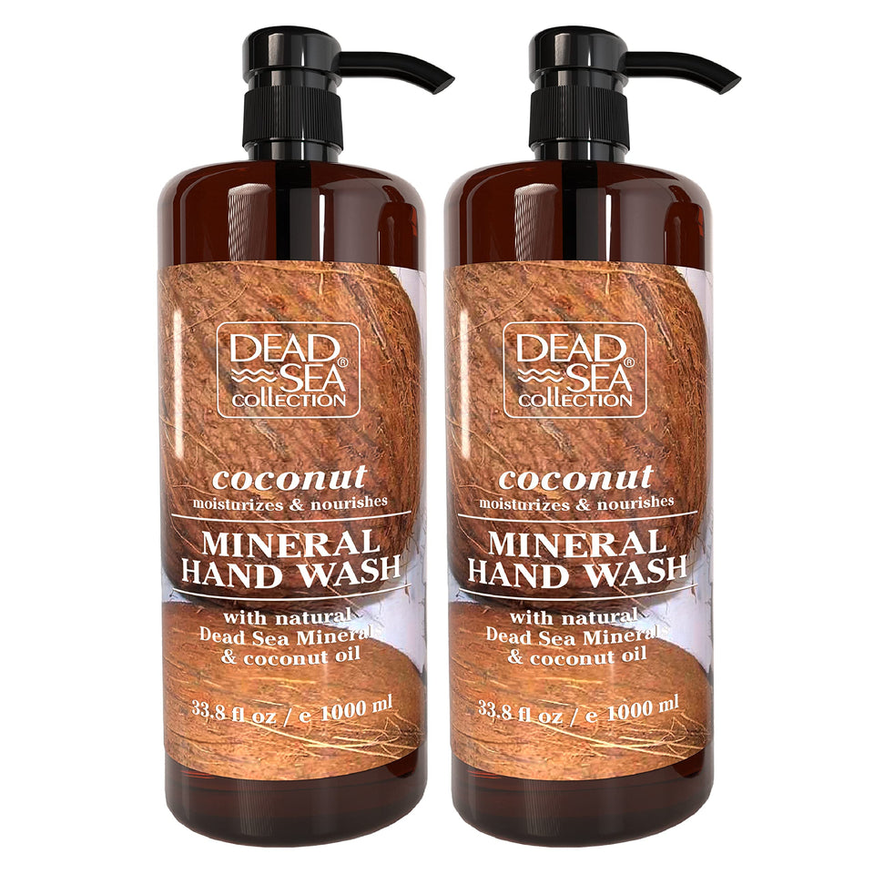 Dead Sea Collection coconut hand soap pack two bottles for gentle cleansing and lasting moisture.