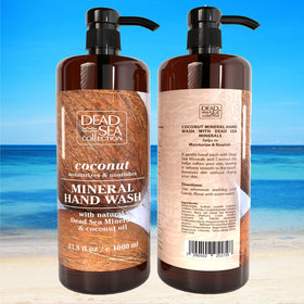 Dead Sea Collection two-bottle packaging emphasizes value and bulk purchase.
