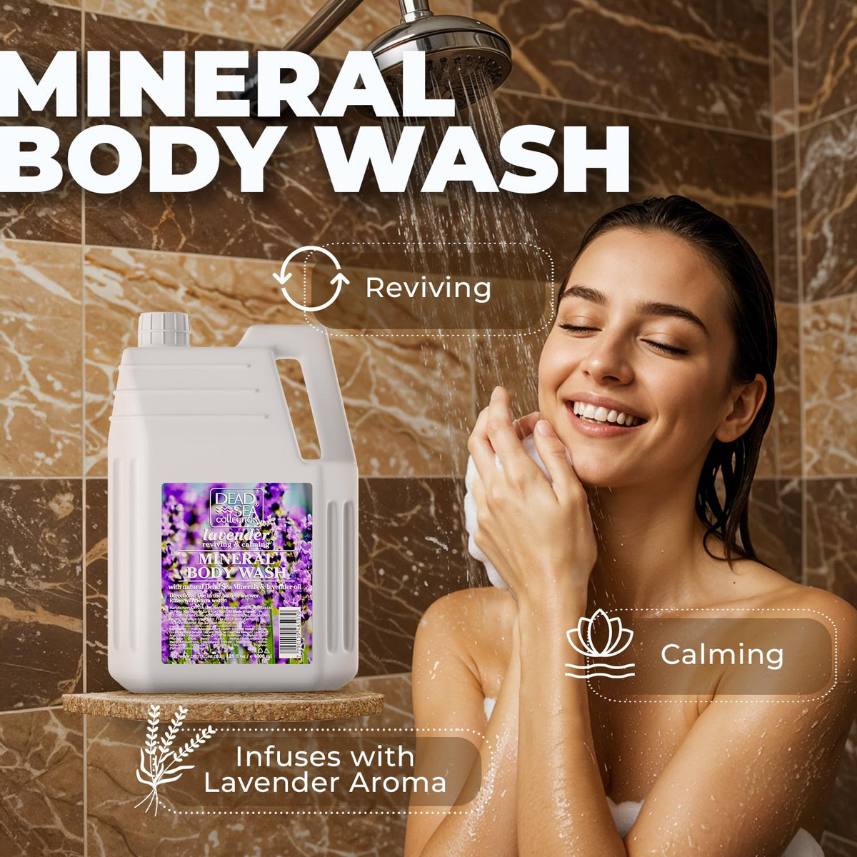 Sealed bottle of Dead Sea Collection Lavender Body Wash preserves freshness.
