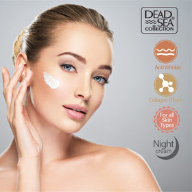 Dead Sea Collection mineral label closeup emphasizing minerals for skin balance.