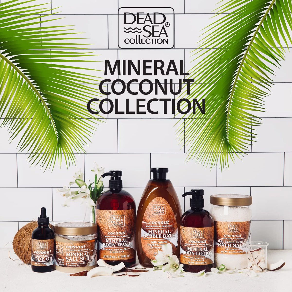Hands using the pump to apply Dead Sea Collection shampoo in shower.