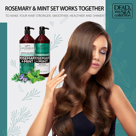 Dead Sea Collection rosemary mint conditioner bottle for smooth, voluminous strands.