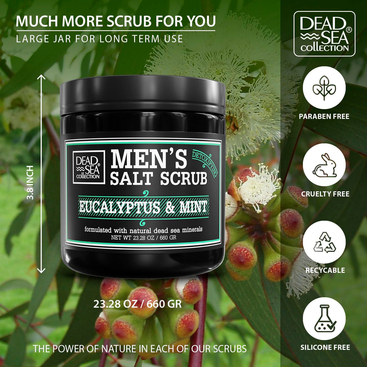 Dead Sea Collection foam close-up highlights rich lather and cooling sensation.