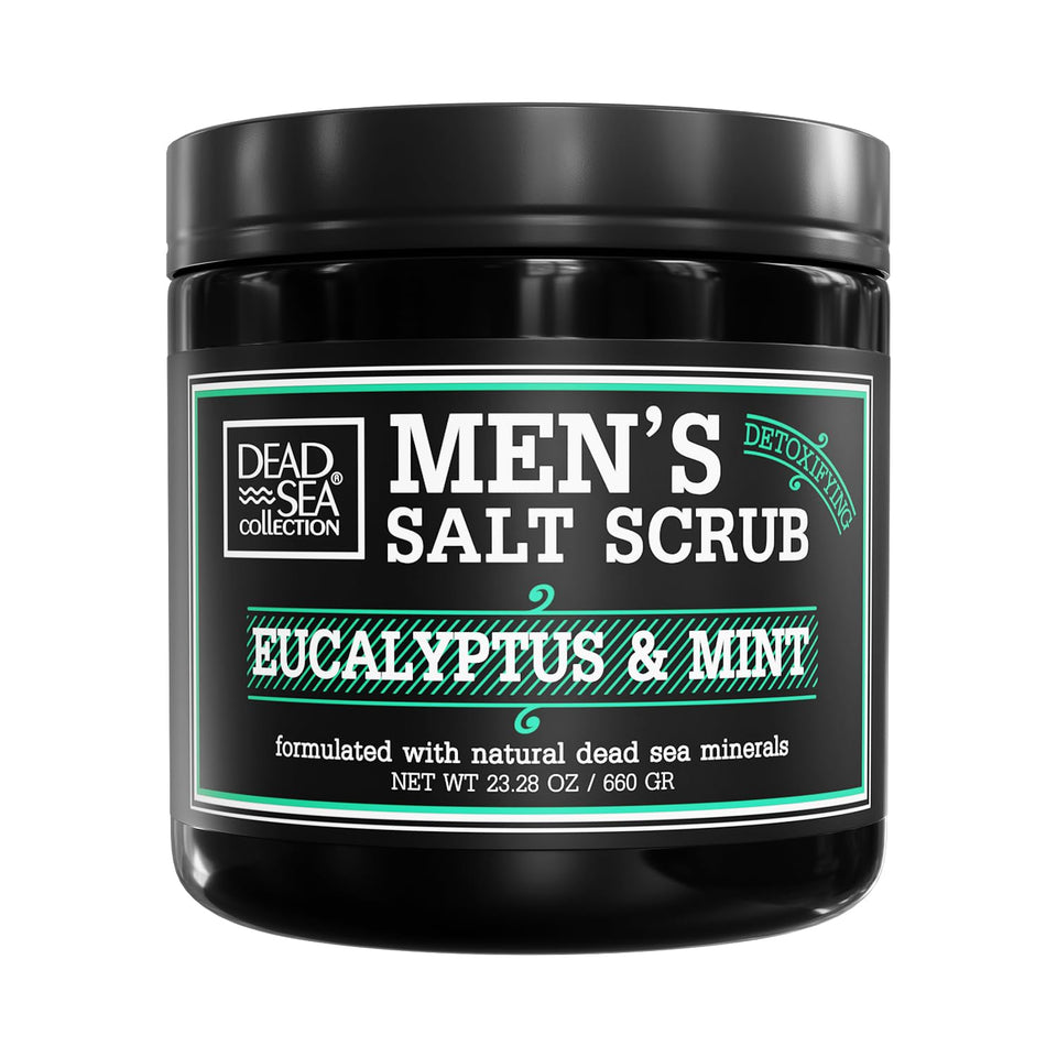 Dead Sea Collection salt body scrub eucalyptus mint jar for daily exfoliation and hydration.