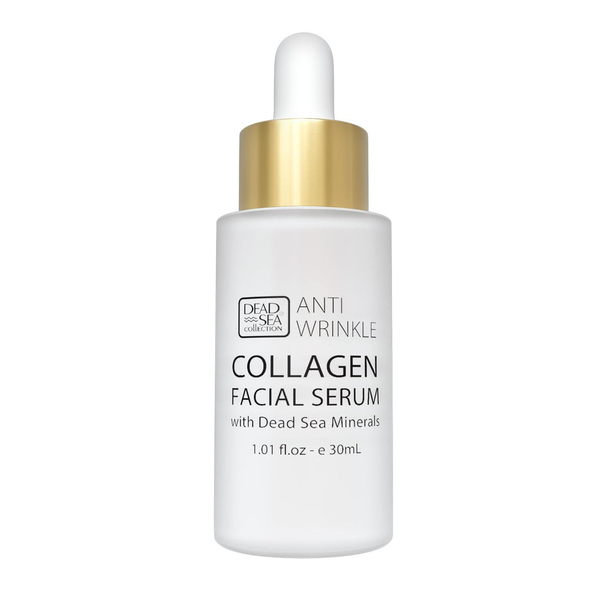 Dead Sea Collection serum bottle showing the product in use for quick hydration.