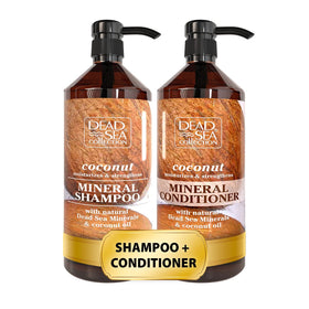 Dead Sea Collection shampoo pump bottle for easy one-handed use and hydrated hair.
