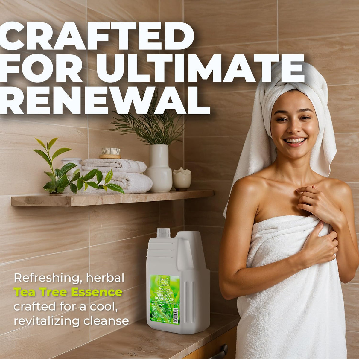 Dead Sea minerals detail in Dead Sea Collection Tea Tree Body Wash for refreshed skin.