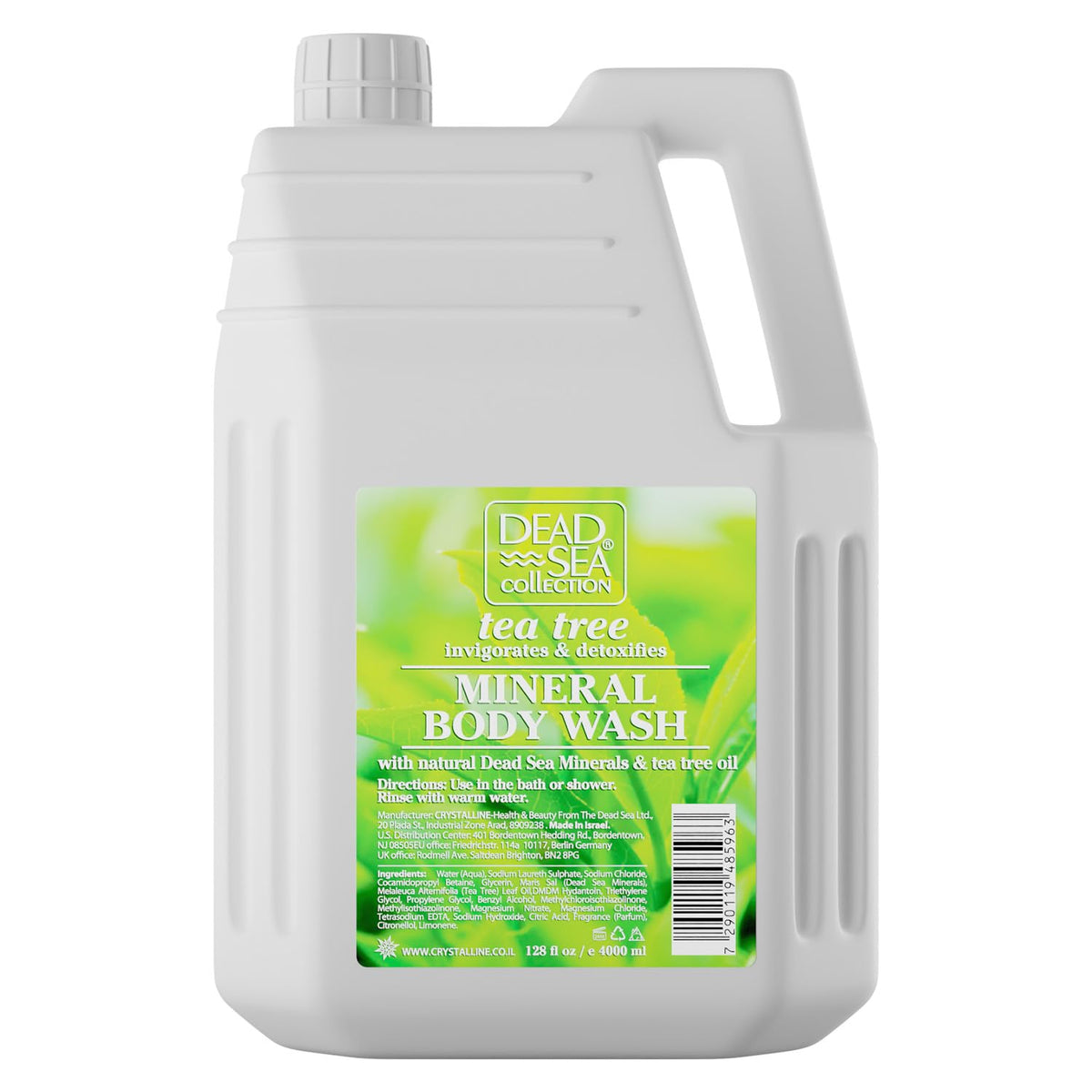 Dead Sea Collection Tea Tree Body Wash refill bottle, bulk size for easy family refills.