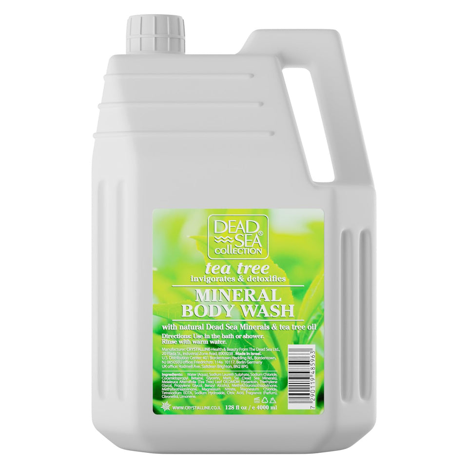 Dead Sea Collection Tea Tree Body Wash refill bottle, bulk size for easy family refills.