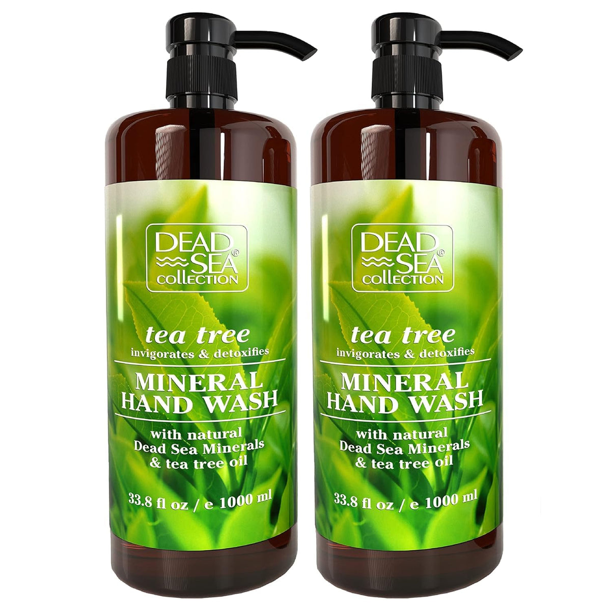Dead Sea Collection Tea Tree hand soap pump 2-pack bottles for convenient dual-pack storage