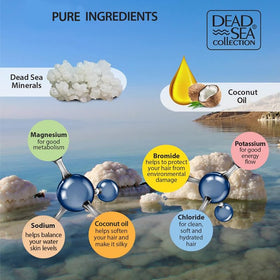 Close-up of Dead Sea minerals highlighting nourishing elements for hair vitality.