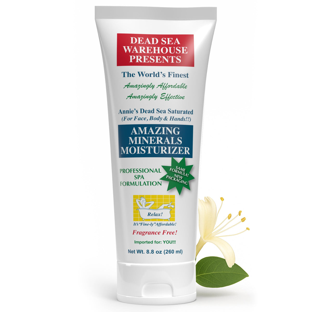 Dead Sea Warehouse Amazing Minerals Moisturizer bottle with pump for easy, fragrance-free hydration