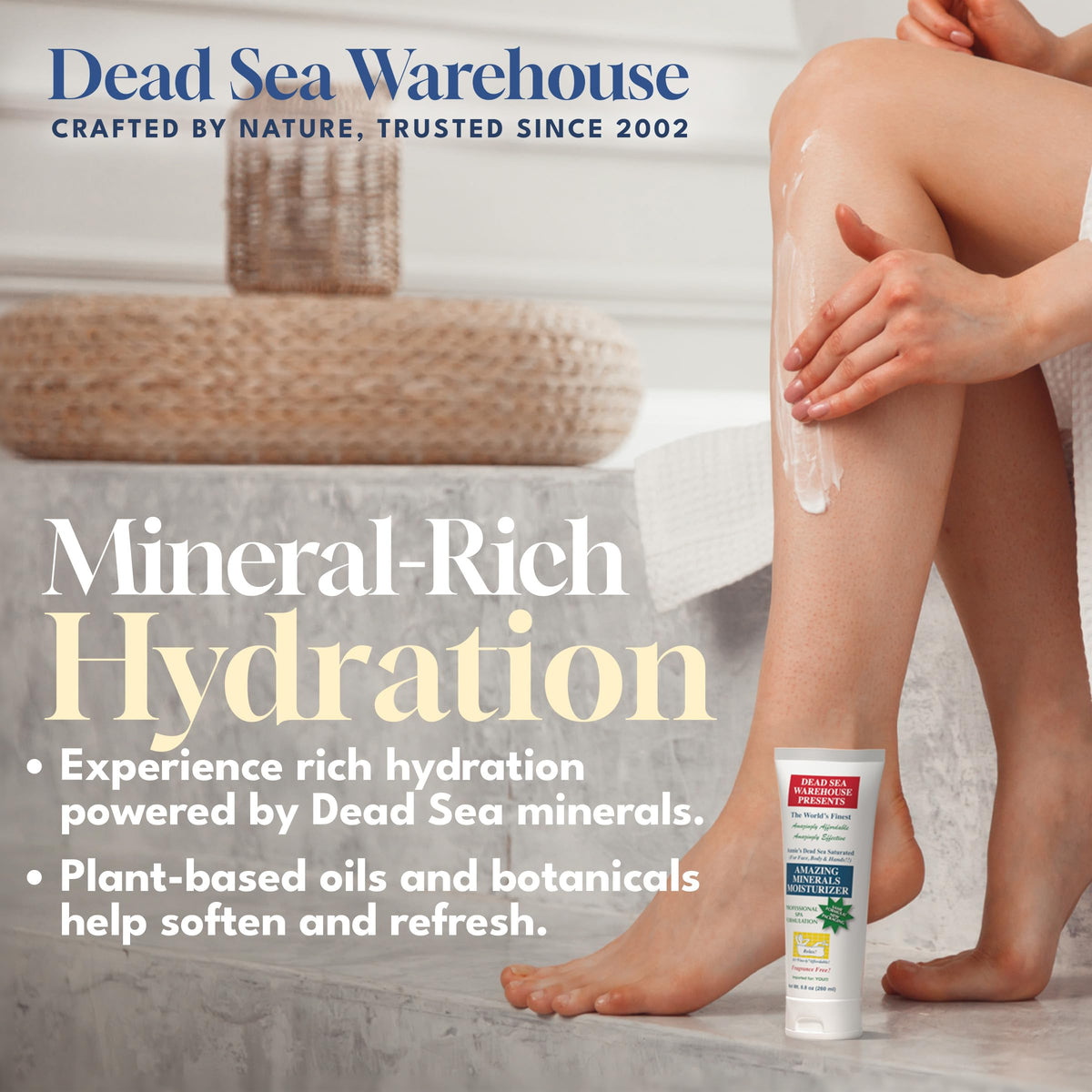 Close-up of Dead Sea Warehouse moisturizer texture showing creamy finish