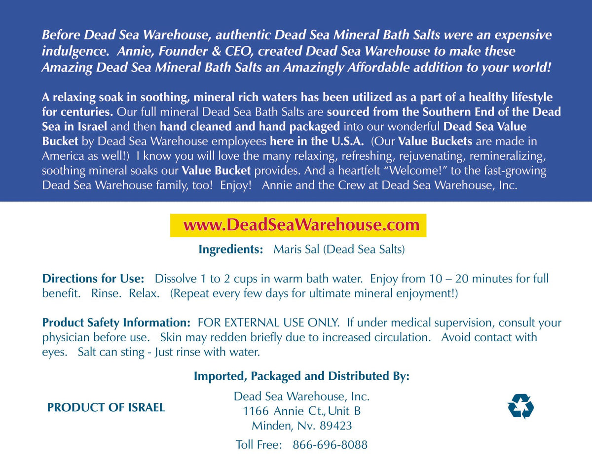 Dead Sea Warehouse bulk packaging display highlights quantity and value.
