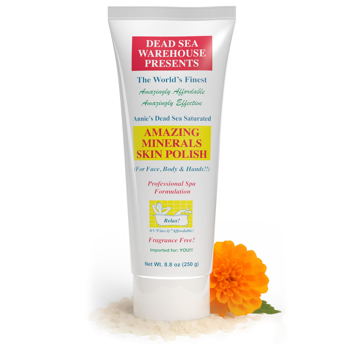 Dead Sea Warehouse Skin Polish on the face for gentle exfoliation and smoother skin