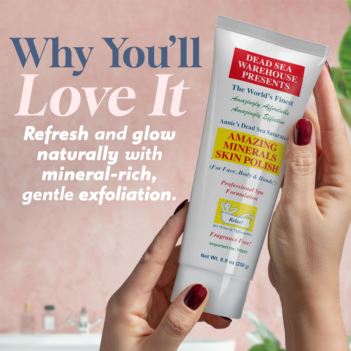 Dead Sea Warehouse Skin Polish on knees to refine tough skin