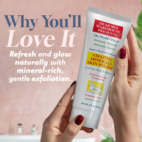 Dead Sea Warehouse Skin Polish on knees to refine tough skin