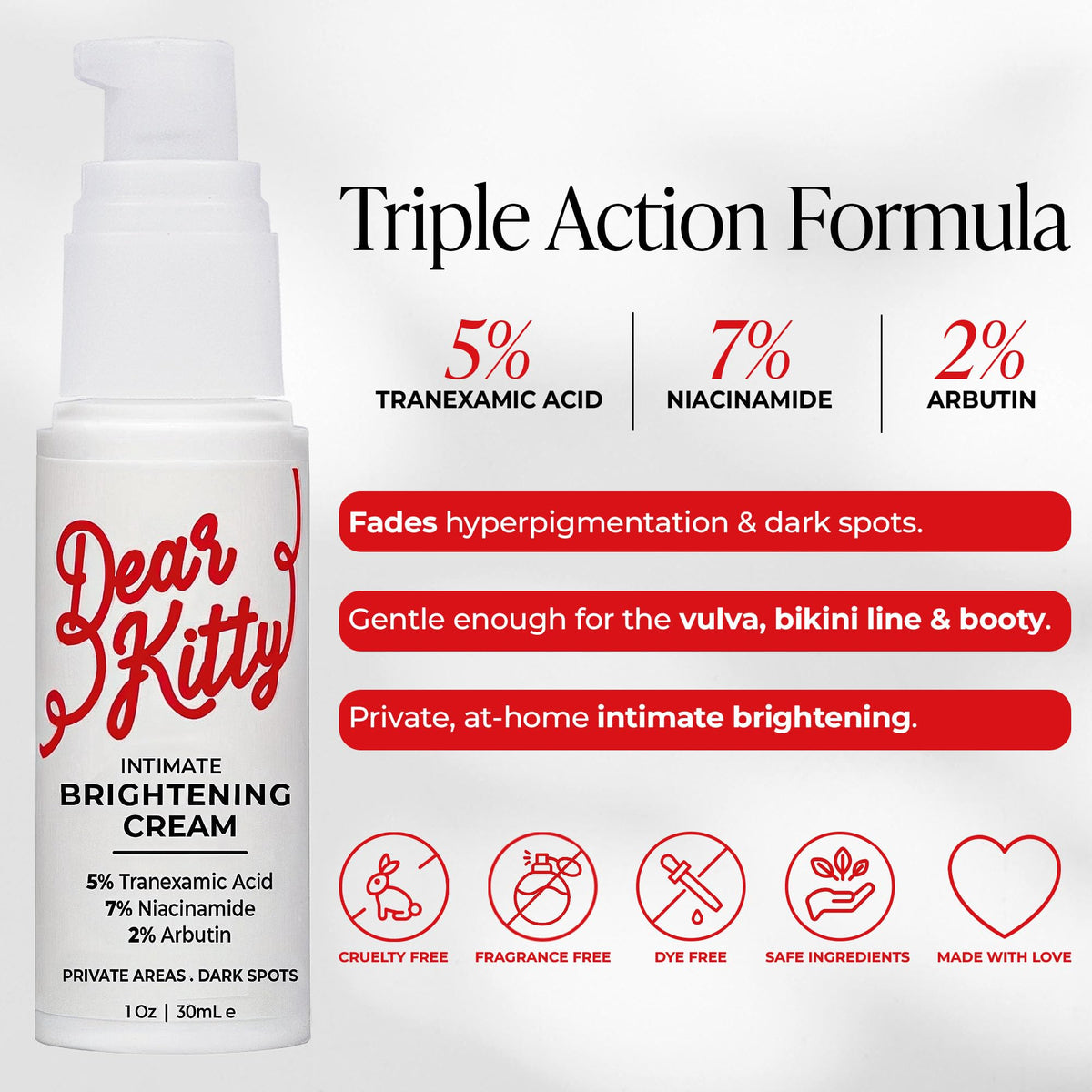 Dear Kitty packaging and branding shot highlighting clean, safe daily cream.