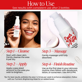 Dear Kitty underarm brightening close-up demonstrates gentle daily-use formula.