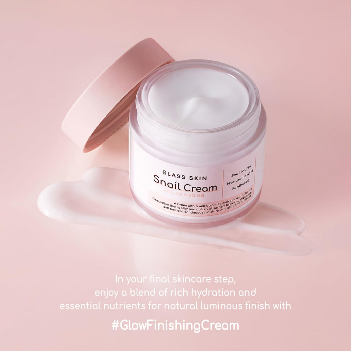 Close-up of snail mucin and botanical extracts in the DEARBOO cream