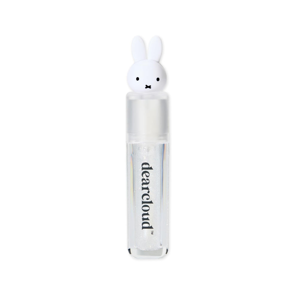 Dearcloud Miffy Lip Serum Jelly bottle closeup shows Clear Skies shine and hydration.