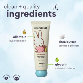 Texture close-up of Dearcloud Miffy Rescue Butter Foot Cream highlighting rich hydration