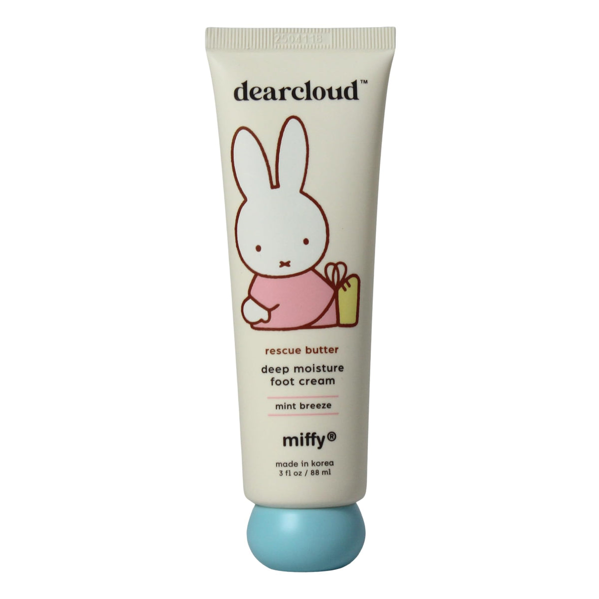 Dearcloud Miffy Rescue Butter Foot Cream tube front view shows packaging for nourishment