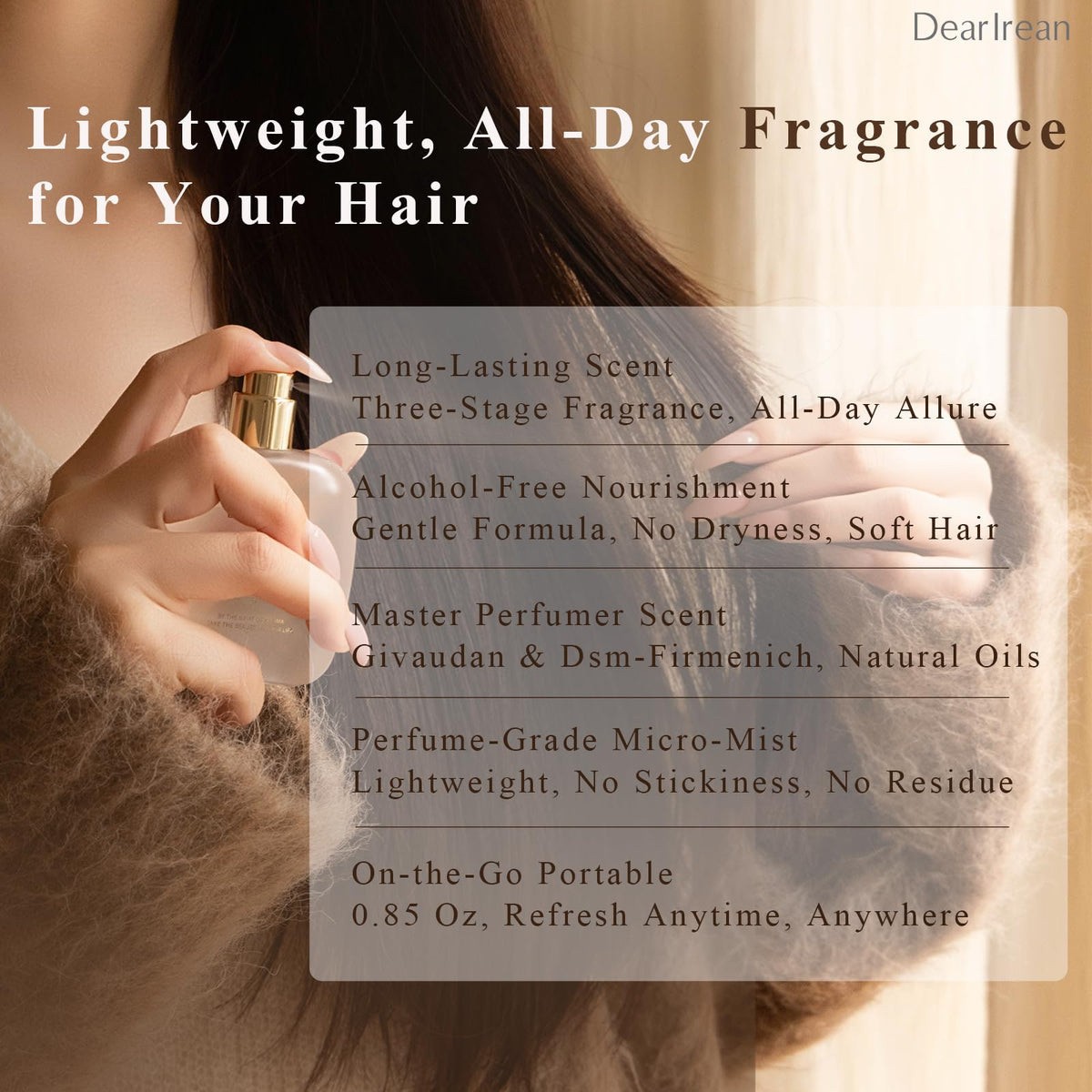Dear Irean rose fragrance leave-in mist for soft shine