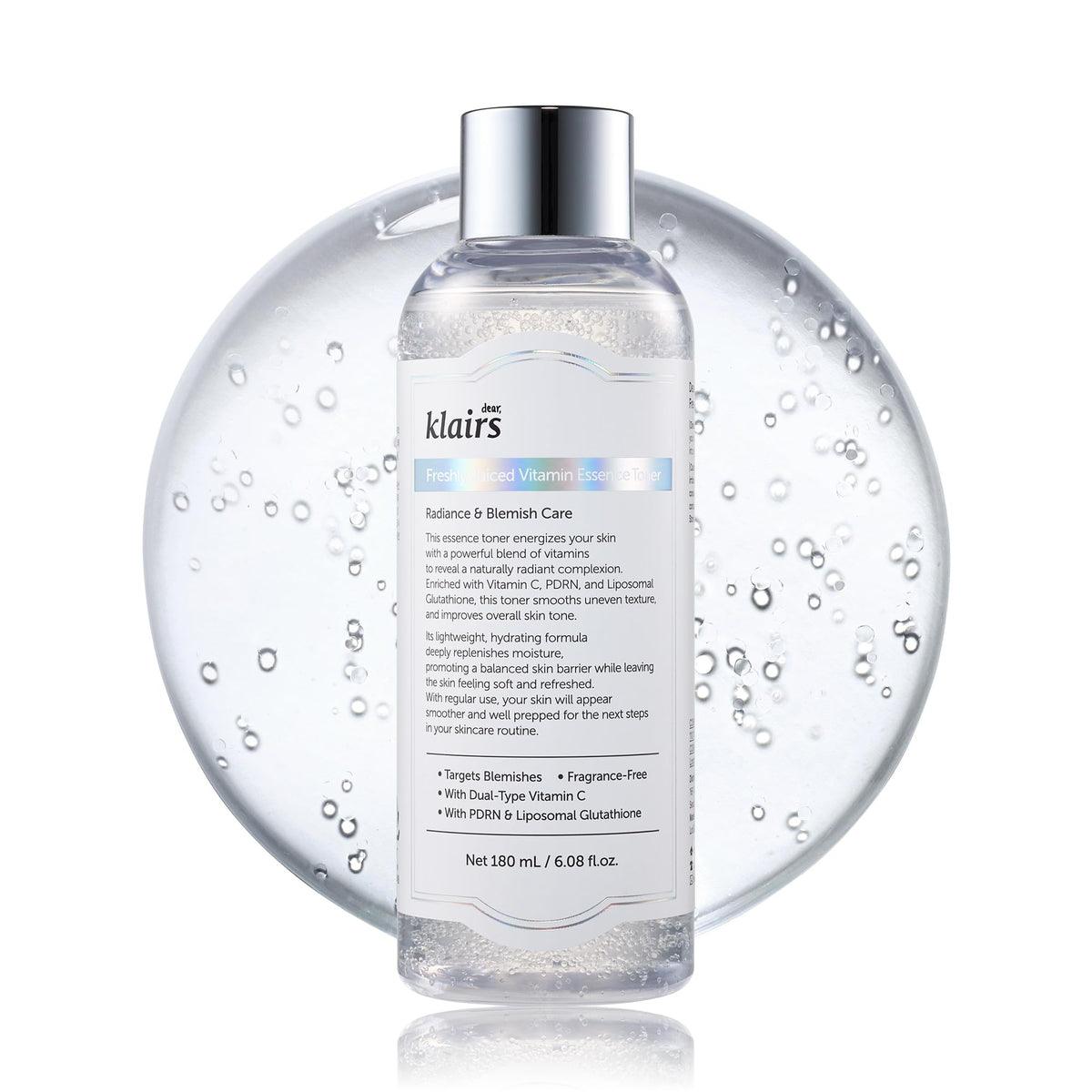 DearKlairs Freshly Juiced Vitamin C Toner bottle front for gentle brightening
