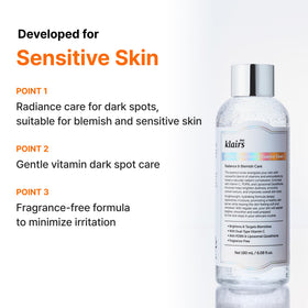 DearKlairs toner fragrance-free formula featured with ingredient visuals
