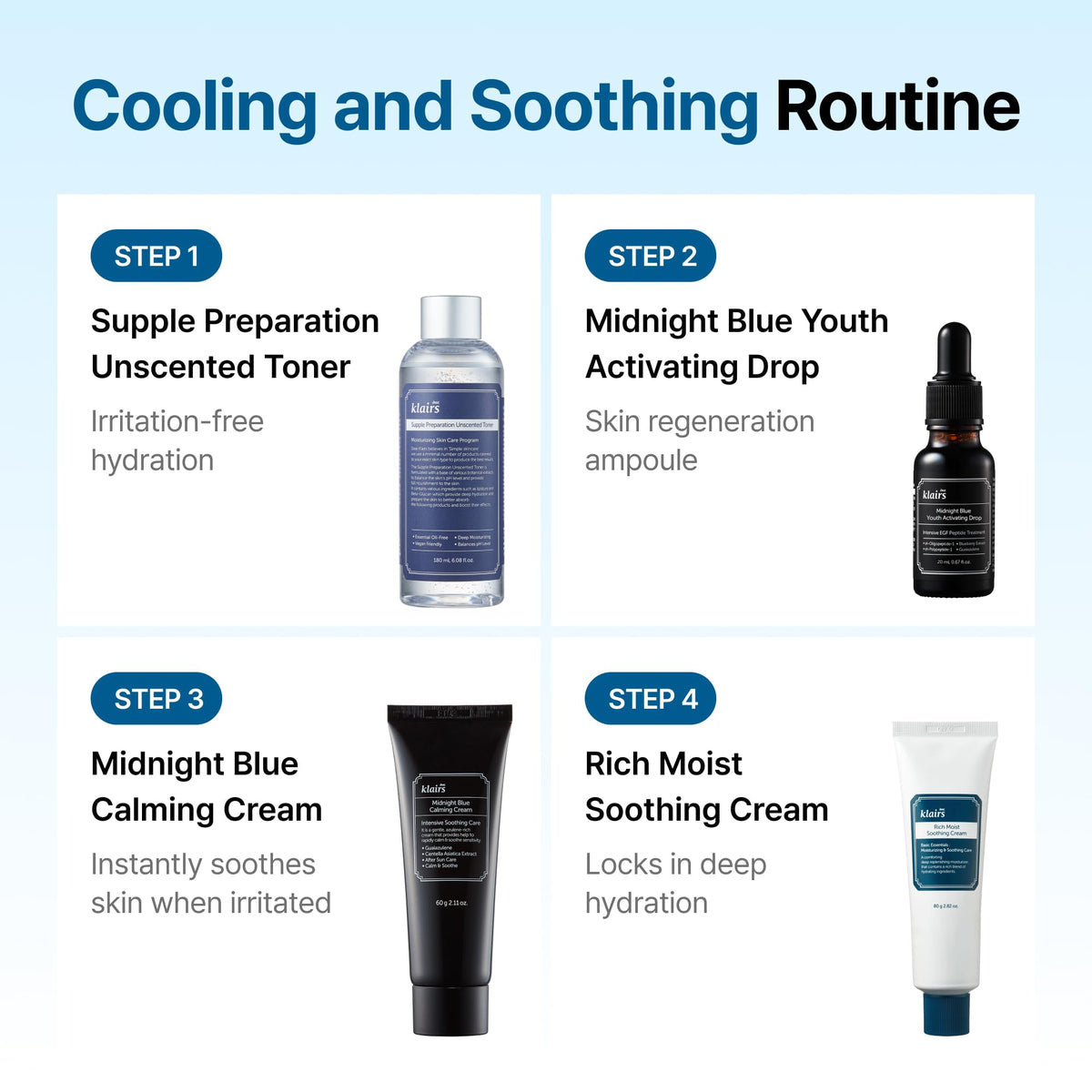 Close look at guaiazulene and other ingredients in DearKlairs Midnight Blue Calming Cream.