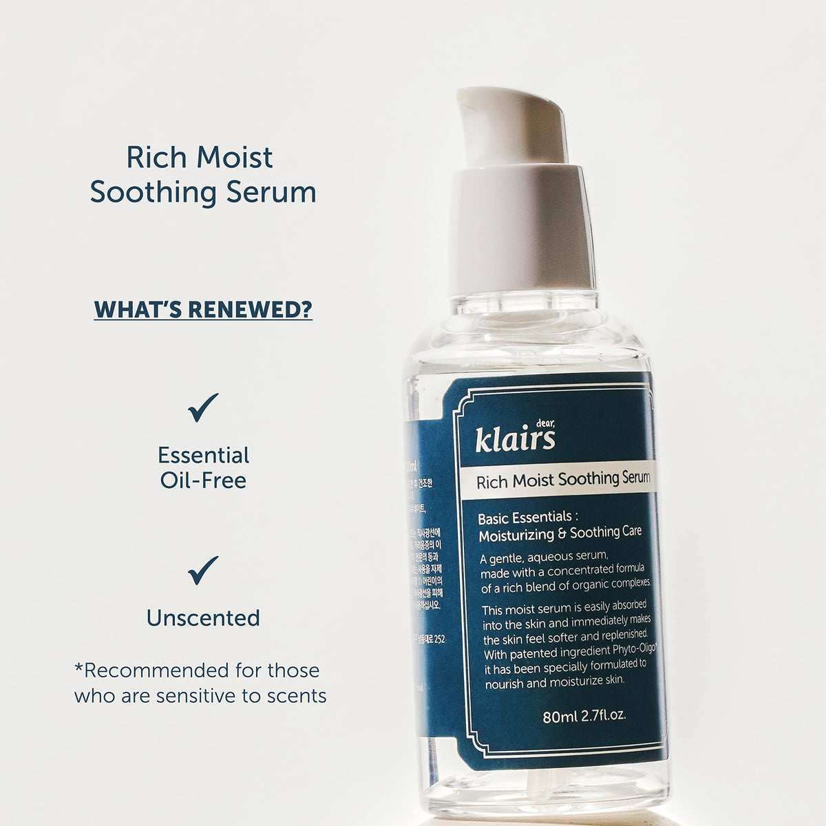 DearKlairs serum pump dispense for controlled hydration release