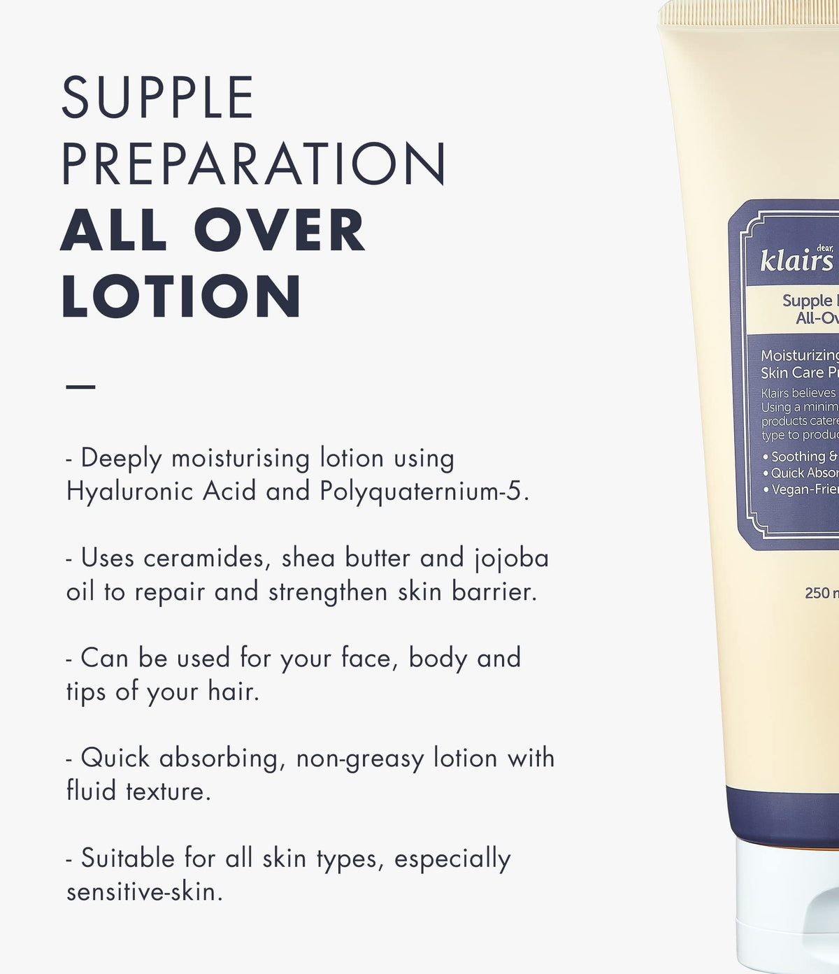 DearKlairs Supple Preparation close-up of light texture for non-greasy hydration.