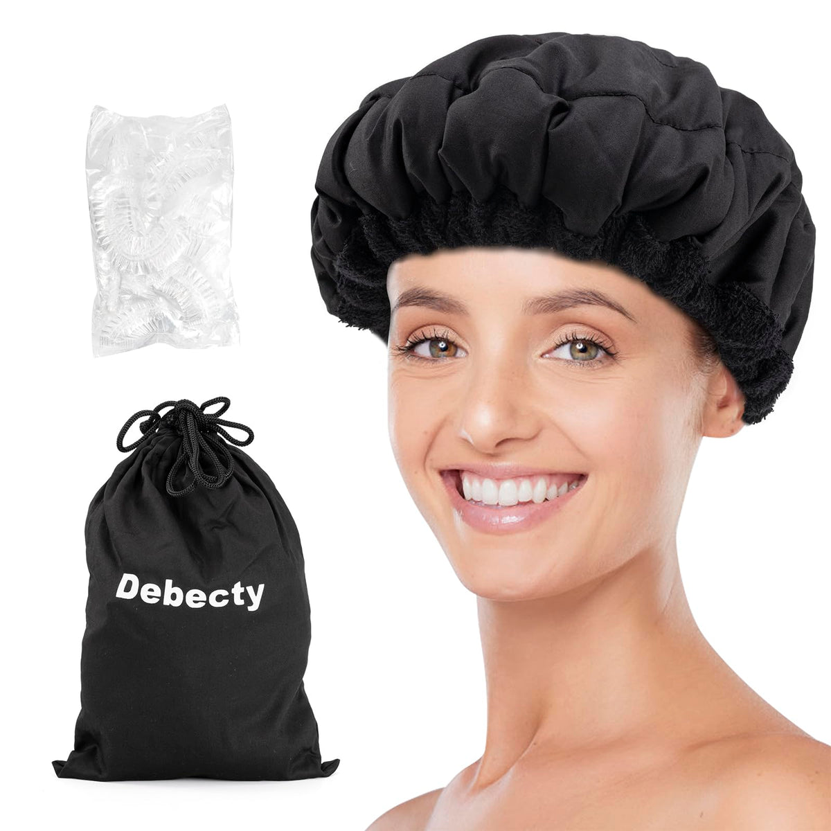 DEBECTY heat cap front view for cordless steaming and conditioning
