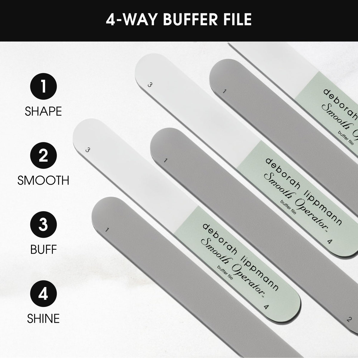 Deborah Lippmann Smooth Operator buffing ridges for an even nail surface