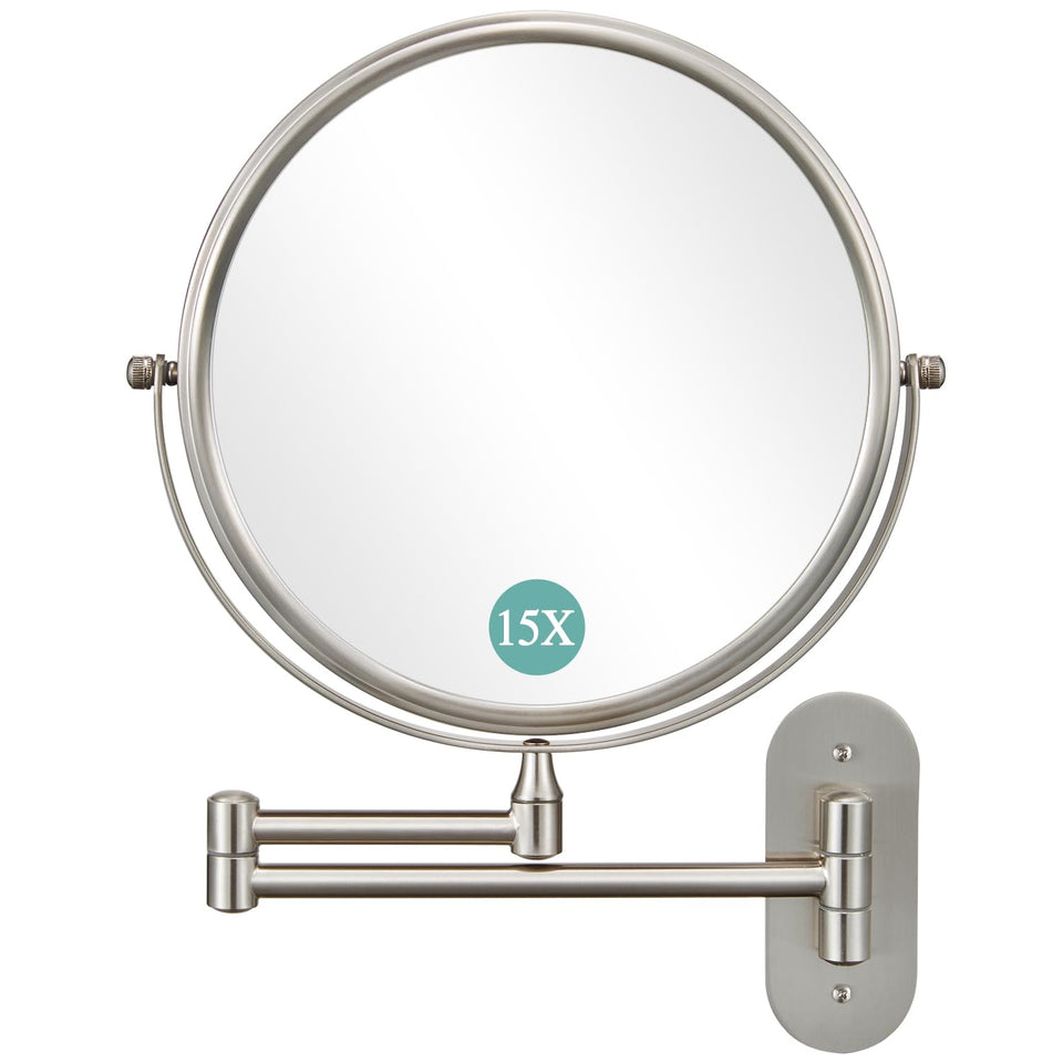 DECLUTTR 9-Inch wall-mounted makeup mirror front view for compact spaces and quick touch-ups.