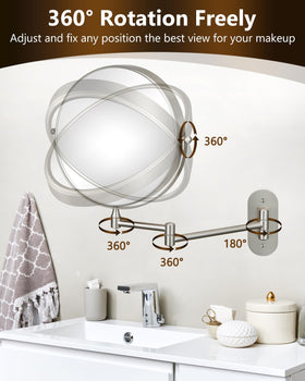 DECLUTTR mirror features 360-degree swivel for flexible lighting angles.