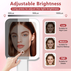DECLUTTR travel makeup mirror 3-color-lights adapts to makeup needs