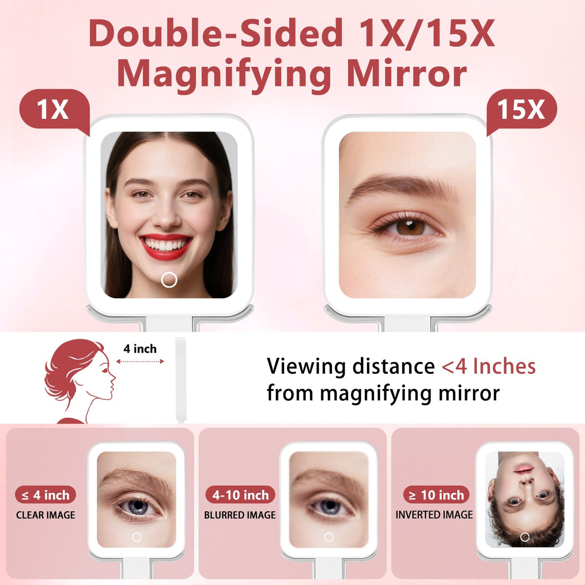 DECLUTTR travel makeup mirror brightness-levels offer tailored illumination for detail work