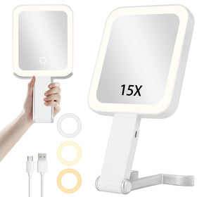 DECLUTTR travel makeup mirror foldaway-handle for portable on-the-go use